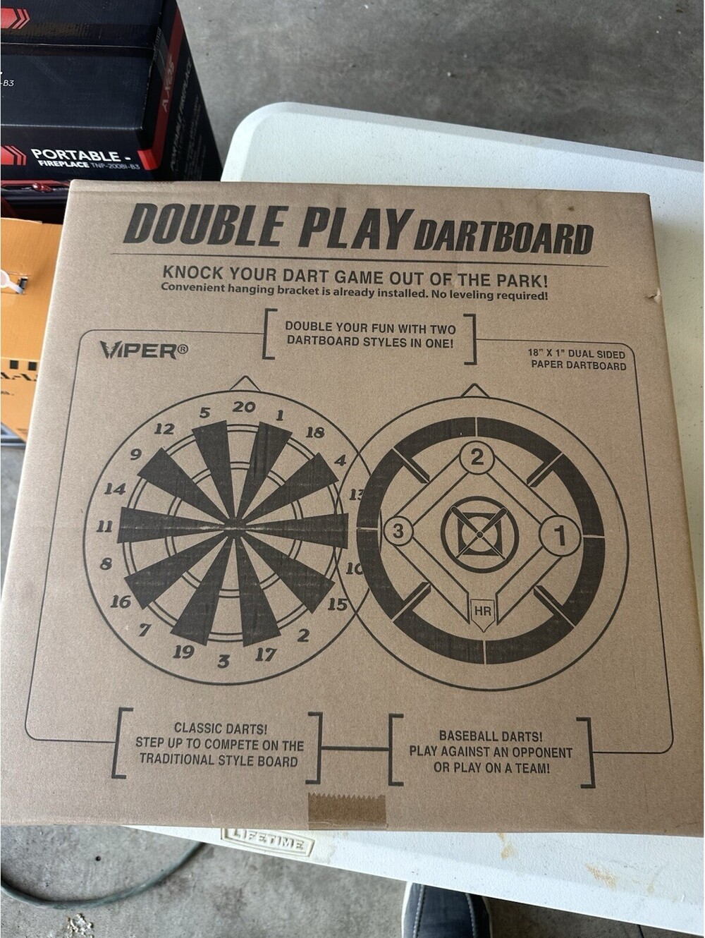 Viper Double Play Fiber 18” Dartboard With Two Sides Classic Darts 42-6014 NIB